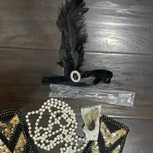Roaring 1920s Flapper Dress Halloween Costume Gold Sequin Fringe Dress M Gaptsy thumbnail 3