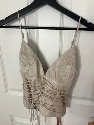 House of CB Antonella Off White Vegan Leather Corset L thumbnail 3