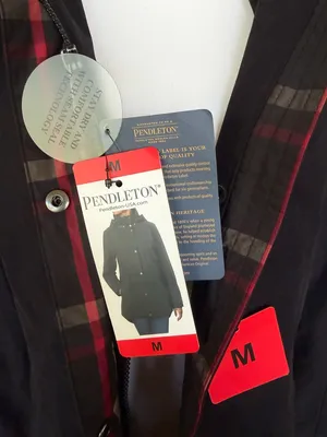 NEW Pendleton Women's Removable Hood Plaid Lining Zip Black Rain Jacket, Size M thumbnail 12