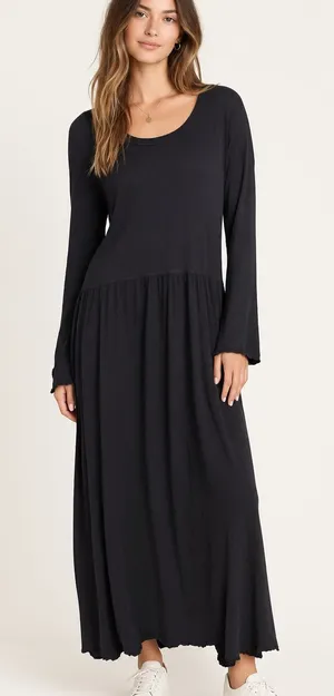 Free People Beach Cameron Oversized Jersey Maxi Dress Black Size XS thumbnail 1