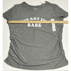 NWT Time and Tru Women's XL Gray "I've Got You Babe" Maternity Graphic Tee Shirt thumbnail 6
