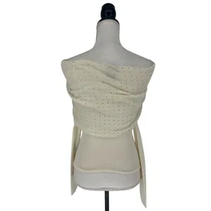 Le Superbe Aura Embellished Off-The-Shoulder‎ Sweater in Snow thumbnail 14