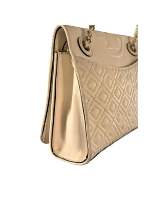 Tory Burch Quilted Leather Chain Shoulder Bag Ivory Cream Crossbody Purse Gold thumbnail 2