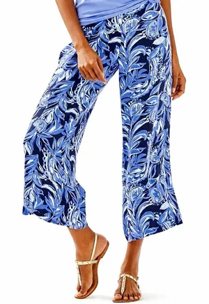 NWT Lilly Pulitzer M (8)‎ Avery Crop Palazzo Pants High Tide Beach Resort $118 thumbnail 1