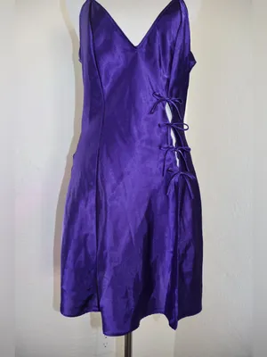 Vintage Fredericks of Hollywood Liquid Satin Lingerie Slip Small Deep Purple thumbnail 4