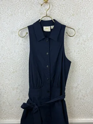 Maeve by Anthropologie Navy Halter Button-Front Sleeveless Jumpsuit - Size - 12 thumbnail 5