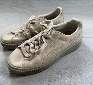 Puma Basket Platform Reset Womens 7 Gray Violet Shimmer Suede Sneakers 363313-01 thumbnail 1