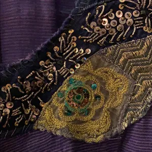 Free People Gold/Purple Embroidered Swing Top thumbnail 4
