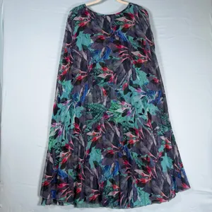 Ulla Popken Size-20/22-Tropical Cape Floral Pleated Chiffon Dress‎ Teal thumbnail 7