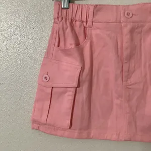 Pastel Pink Girly Feminine Preppy‎ Coquette Casual Cargo Micro Mini Skirt Small thumbnail 2