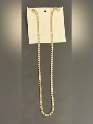 Mint Lilly 3mm Tennis Necklace 18k Gold Plated / 18" NWT thumbnail 4