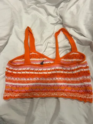 wild fable Orange, Pink & White Knit Crop Tank thumbnail 2