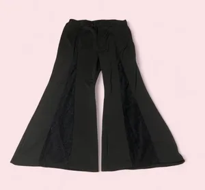 SHEIN Black Lace-Inset Flared Leggings thumbnail 1