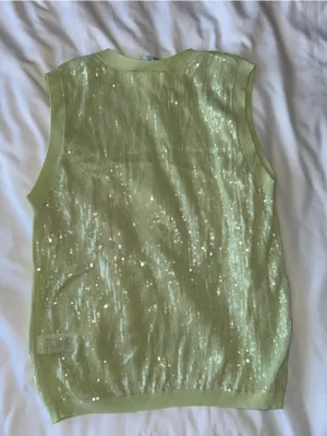 Zara Sequin Knit Sleeveless Top - Light Green thumbnail 6