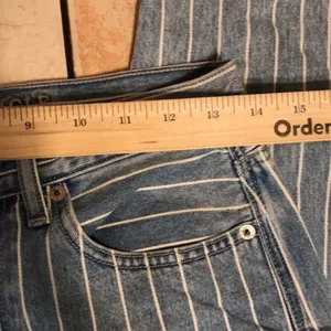 American eagle pin striped high rise mom‎ denim ankle jeans size 4 festival cute thumbnail 6