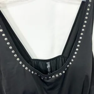 Two 2 Fly Large Romper Studded Black Sleeveless Pockets Goth Edgy Mini Biker 529 thumbnail 7