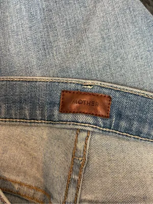 Mother denim the insider cropped a side of beans blue straight leg jeans sz 27 thumbnail 5