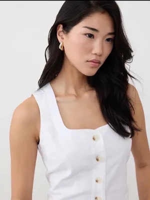 NWOT Banana Republic White Linen-Blend Top thumbnail 1