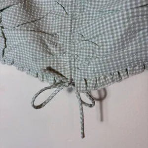 Princess Polly Gingham Crop Top Ruffle Trim Tie Front Green White‎ Size US 10 thumbnail 3