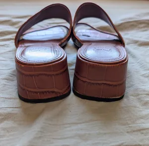 Marc Fisher Croc-Embossed Pat Heeled Slide Sandal W8 Brown thumbnail 3