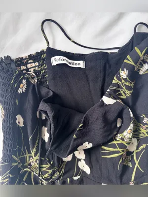 Reformation Kourtney Veuve Floral Midi Dress Black Petite 4P Tie Strap Slit thumbnail 8