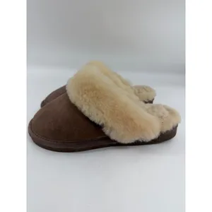 Old Friend Women Scuff Suede Sheepskin Slippers Chestnut Brown Size 6M thumbnail 3