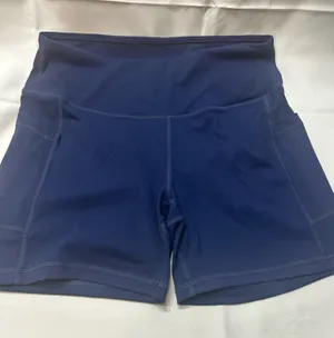 Amazon Women Navy‎ High Waist Athletic Shorts Large Side Pockets Stretch Knit thumbnail 1
