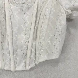 Wild Fable XXS White Eyelet Corset Top Puff Sleeve Cottagecore Coquette Summer thumbnail 4