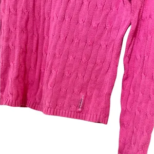 Ralph Lauren Polo Pink Cable Knit‎ Crewneck Pullover Sweater Size M Medium thumbnail 4