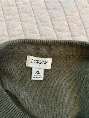 J. Crew olive green drop shoulder, cotton, classic crewneck sweater XL thumbnail 9