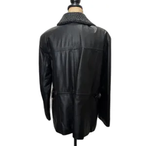 American Vintage Vintage 90s Middlebrook Park Leather Jacket Sherpa Collar Black Edgy Size‎ Large thumbnail 3