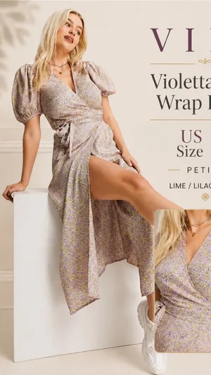VILA Violetta‎ Wrap Dress — Yellow & Lilac Floral thumbnail 1