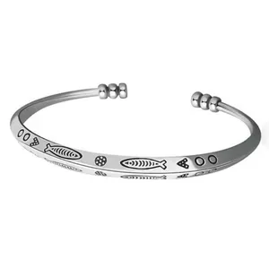 Engraved Boho Cuff Bracelet | 925 Sterling‎ Silver thumbnail 2