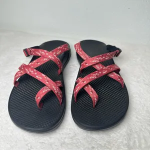 Chaco Arch Support Women's Sandals in Pink Adjustable Straps in Black Sole W9 thumbnail 3
