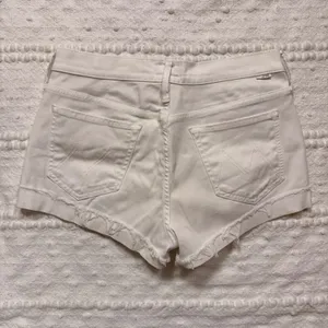 Mother The Rascal Slit Flip Short Glass Slipper White Denim Frayed Hem Size 28 thumbnail 2