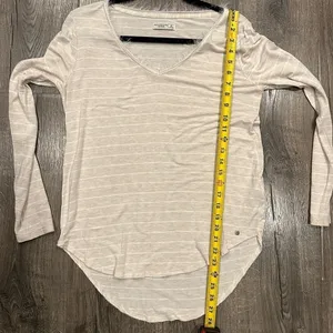 Abercrombie & Fitch A&F Long Sleeve V-Neck Striped Tunic Fringe Accent M thumbnail 10