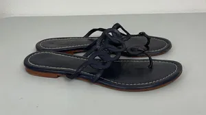Boden‎ Womens Navy Blue Leather Interlocking Circle Thong Flat Sandals Size 41 thumbnail 1