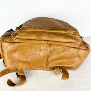 Vintage Sol Leather Backpack Purse Multi Pocket Supple Travel Unisex thumbnail 5