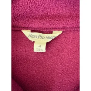 Bass Pro Shops Fleece Jacket Full‎ Zip Pockets Burgundy Plum Medium thumbnail 3