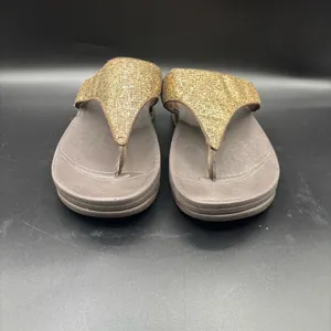 FitFlop Womens Lulu Glitter Toe Post Strap Leather Sandals Flip‎ Gold Size 10 thumbnail 2