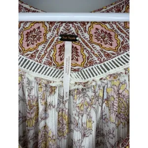 Free People Moonlight Dance Oversize Floral Printed Tunic Top Ivory Combo Boho M thumbnail 5