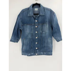 Hudson Emmet Boyfriend Jacket Women Size S Blue Distressed Denim 1/2 Sleeve 90s thumbnail 2