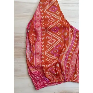 Free People Halter Top Womens M Orange Pink Paisley Floral Boho Festival thumbnail 7