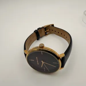 Michael Kors Jayne Minimalist Gold Tone Black Leather Watch Working New Battery thumbnail 3