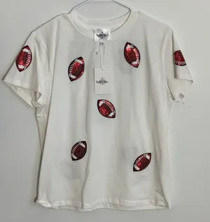 Belle‎ Cher Red Matte Football Sequin Shirt NWT size medium thumbnail 1
