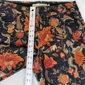 Soft Surroundings Floral Paisley Corduroy Pants Womens Black Orange‎ 2FT99 M thumbnail 4