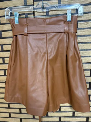The Drop Brown Faux Leather Shorts Size XS thumbnail 2