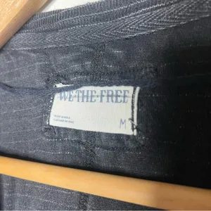 Free People We The Free Black Striped Cap Sleeve Oversized Boxy Our Time Tee Shirt thumbnail 7