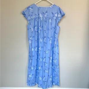 Eileen West Blue Hydrangea Woven Cotton‎ Nightgown S thumbnail 2