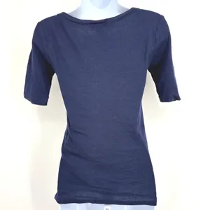 Ralph Lauren T-Shirt Womens SM Navy Blue Scoop Neck Pony Preppy Classic Slim Fit thumbnail 4